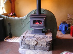 upraised wood stove