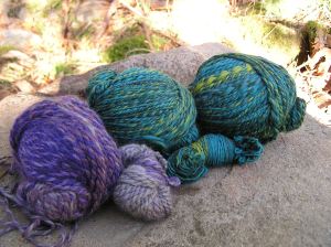 Aurelia's Merino colour blends spun in long colour changes