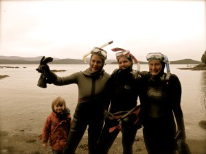 Pender Penguins snorkeling in January