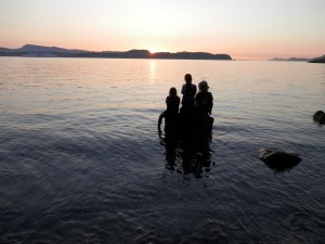 watching the sunset at the weekly beach potluck